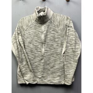 Columbia 1/4 zip Womens Small‎ Tan Heather Pull Over Jacket Ladies Fleece Mock